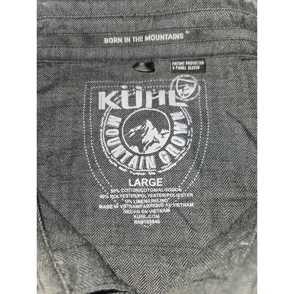 Kuhl Shiftr Shirt Mens Large Gray Linen Blend Outdoors Button Front Long Sleeve